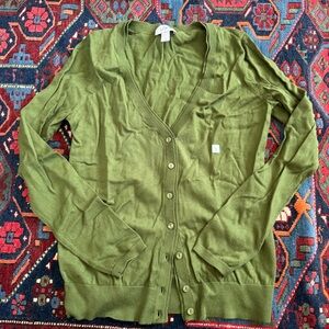 LOFT Olive V-Neck Cardigan